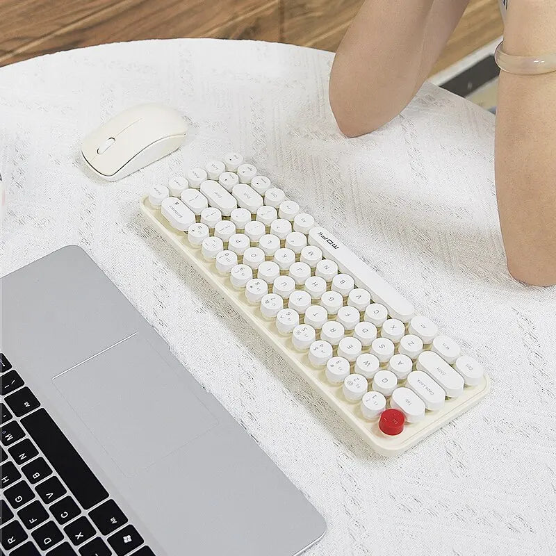 MOFII Wireless Keyboard and Mouse, Cute Colorful 68 Round Keycap Compact Keyboard for Computer, Computer, Desktop, Laptop