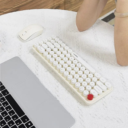 MOFII Wireless Keyboard and Mouse, Cute Colorful 68 Round Keycap Compact Keyboard for Computer, Computer, Desktop, Laptop