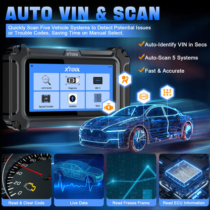 XTOOL D5 OBD2 Car Diagnostic Tool Auto VIN Automotive Scanner OIL Reset Injector Code Built-in FCA/CANFD Lifetime Free Update