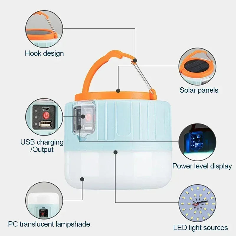 Portable Camping Light Power Bank LED Camping Lanterns Handheld Waterproof Outdoor Tent Light Rechargeable Floodlight Flashlight - Urbizia