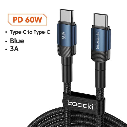 Toocki 100W Type C to USB C Cable PD 3.0 Quick Charge 4.0 Fast Charging Type C to Type C for iPhone 15 Macbook Samsung Xiaomi - Urbizia