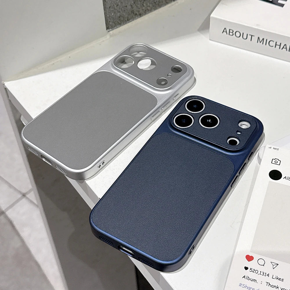 Luxury Matte Leather Texture Phone Case For iPhone 17 16 15 14 13 Pro Max 16 Plus 17Pro Air Camera Protection Shockproof Cover