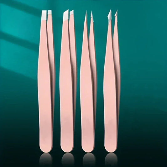 Ouriner 4‑Piece Stainless Steel Eyebrow Tweezers Set - Urbizia