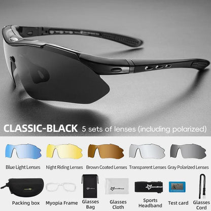 ROCKBROS Polarized Cycling Sunglasses 5 Lens MTB Set