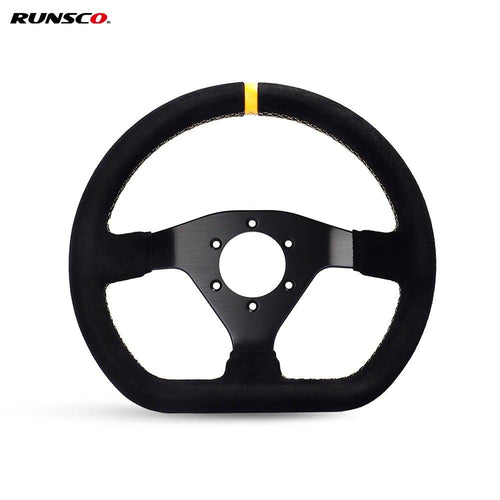 300mm Racing Steering Wheel Flat Suede Car Drift Pc Game Wheels Control Universal PCD-70mm