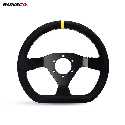 300mm Racing Steering Wheel Flat Suede Car Drift Pc Game Wheels Control Universal PCD-70mm