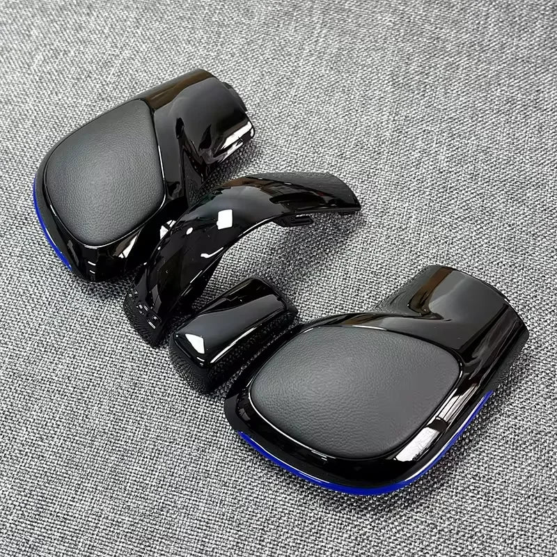 4PCS Chrome Matt With Leather Shift Knob Gear Side Cover DSG Emblem For VW Golf 6 7 R GTI Passat B7 B8 CC R20 Jetta MK6 GLI