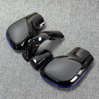 4PCS Chrome Matt With Leather Shift Knob Gear Side Cover DSG Emblem For VW Golf 6 7 R GTI Passat B7 B8 CC R20 Jetta MK6 GLI
