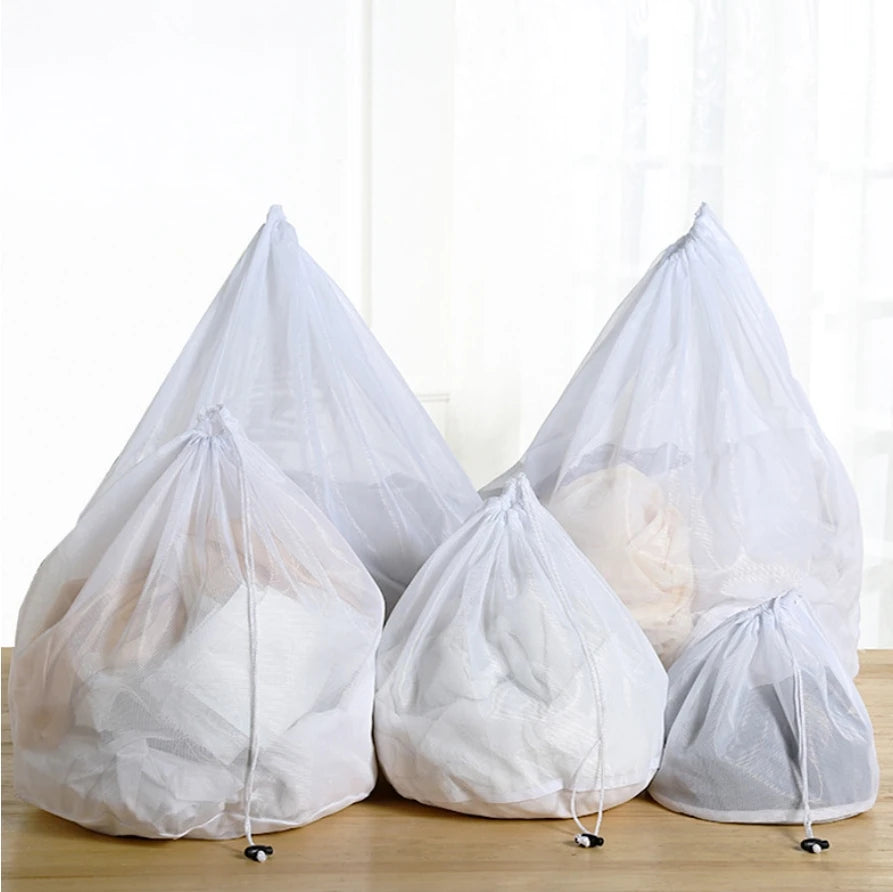 Nylon Mesh Laundry Bag - Adjustable Shoulder Strap, Drawstring Closure, Perfect for Dorms & Apartments
