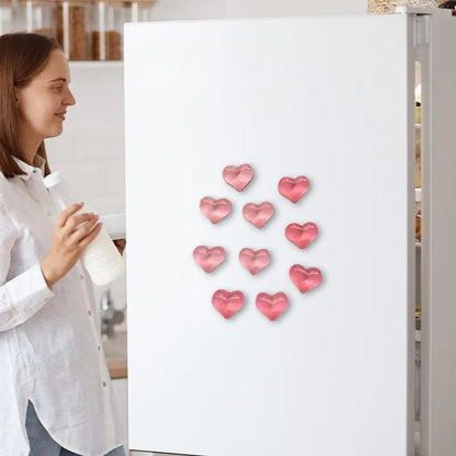 10pcs Heart-shaped Resin Refrigerator Magnets - Multifunctional Kitchen and Office Whiteboard Decoration Magnets