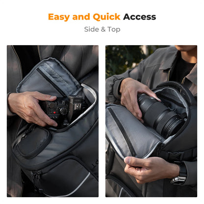 K&F CONCEPT 25L Camera Backpack Waterproof Sony Camera Bag for DSLR/SLR Camera Case with Tripod Strap Rain Cover for 15" Laptop