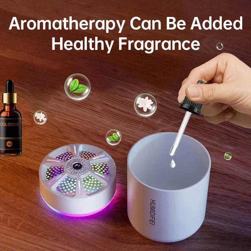 Powerful and Efficient Air Humidifier 180ML Aromatherapy Aroma Diffuser Essential Oil with Colorful Lights for Home Car Bedroom - Urbizia
