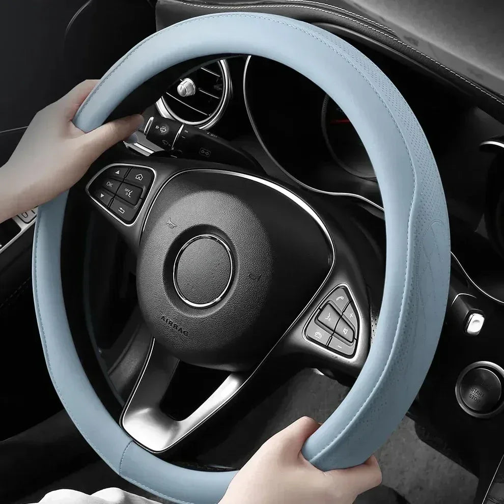 Universal 15 Inch PU Leather Steering Wheel Cover - Urbizia