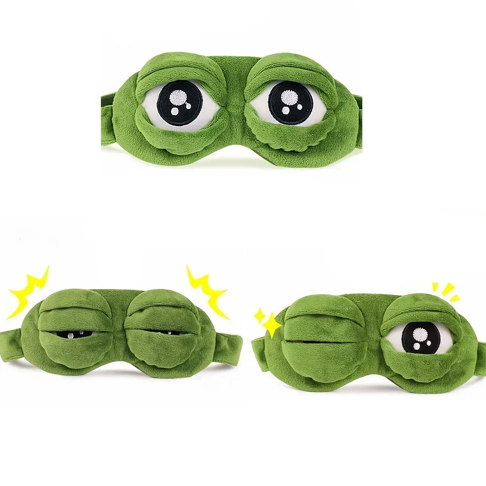 3D Frog Sleep Mask Natural Sleeping Eyeshade Women Men Creative Cartoon Soft Portable Blindfold Travel Office Eyepatch