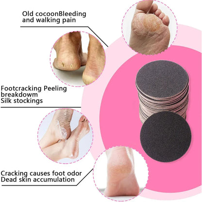 43mm 60pcs/Box Foot Dead Skin Sandpaper For Electric Nail File Cuticle Callus Replaceable Sanding Paper Professional Pedicure