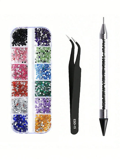 Nails Art Multi-Size Flat Back Acrylic Rhinestones 3D Crystal DIY Decorations Glitter Crystal Gem Manicure Accessories With