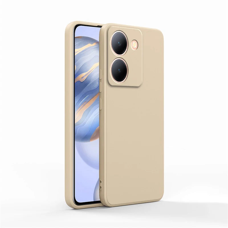 Pure Candy Phone Cover for VIVO Y36 Y27 Y78 4G 5G Luxury Shockproof Original Liquid Silicone Internal Flocking Soft Case Housing