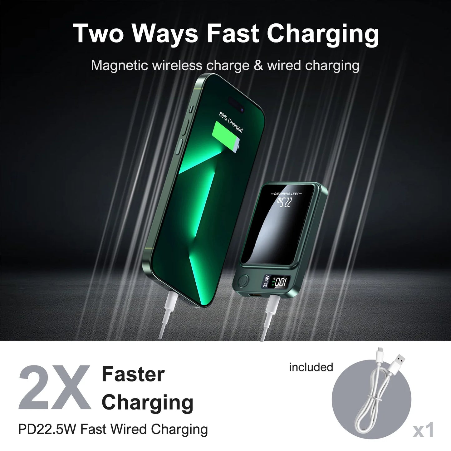 Magnetic Power Bank Wireless 10000Ah Portable 22.5W Fast Charging LED Digital For magsafe For iPhone 17 16 15 Por Max PowerBank