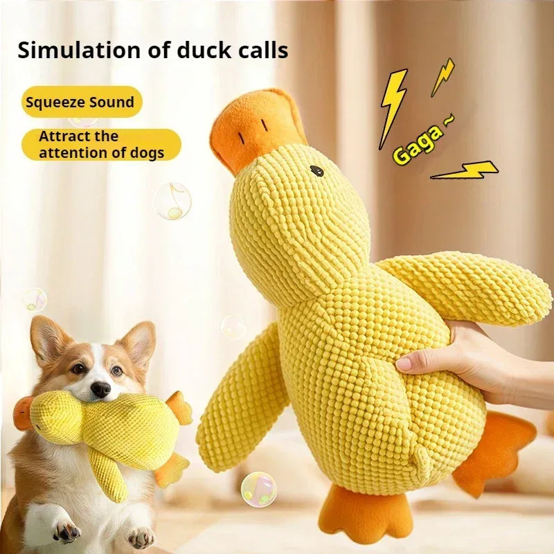 Dog toy plush companion sleeping duck bite resistant teeth grinding sound relief duck sound toy - Urbizia
