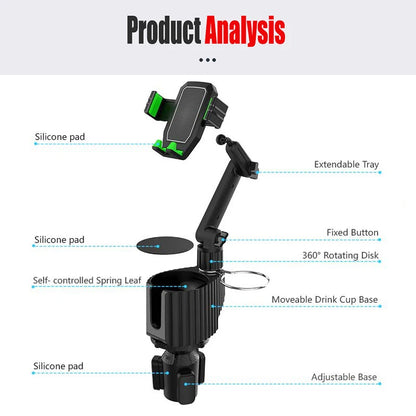 Universal Multifunction Car Cup Holder 360 Degree Adjustable Cellphone Mount Stand for Mobile Phone GPS Clip Cradle Accessories