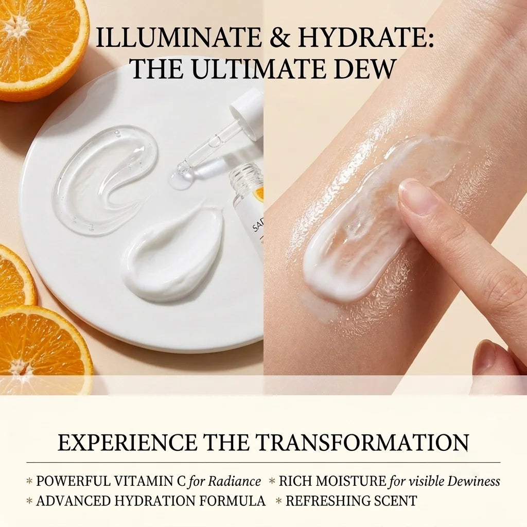 Mini Travel Size 5Pcs Vitamin C Skincare Set Brightening Hydrating Facial Care Kit : Cleanser Toner Serum Lotion Face Cream