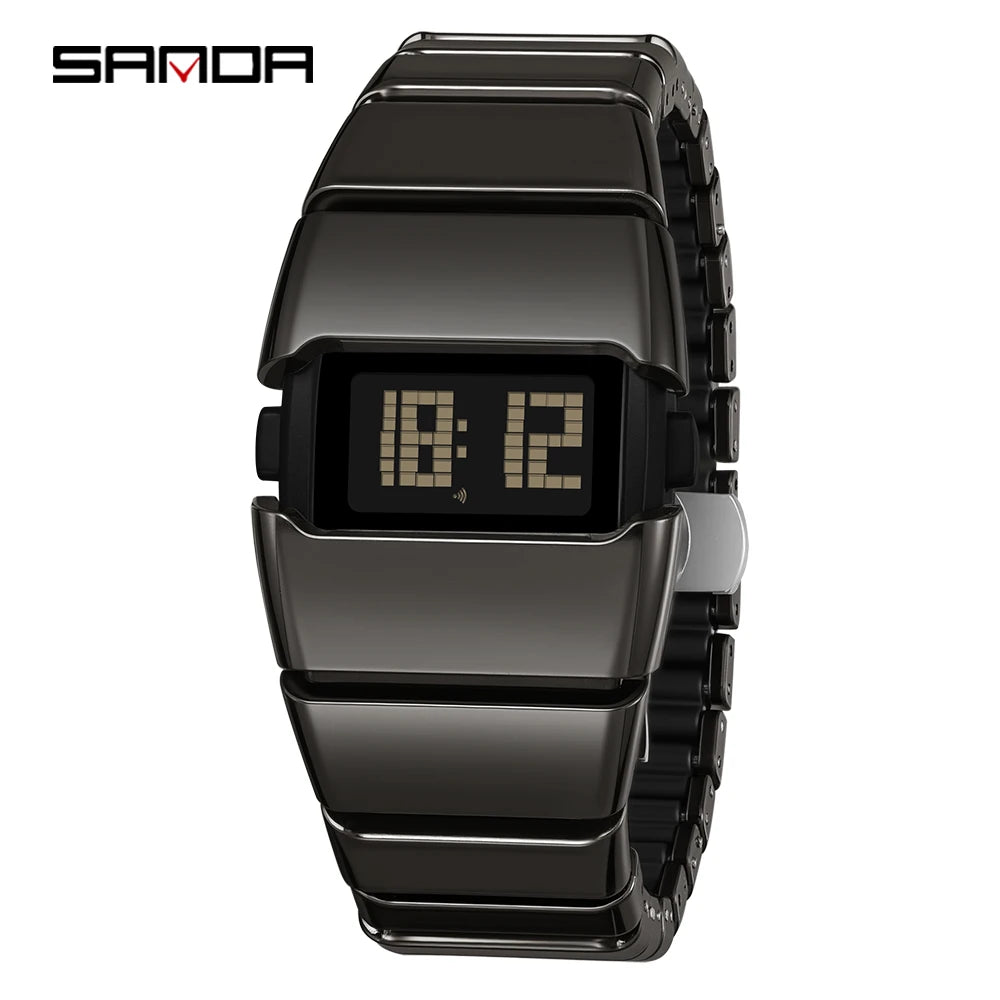 SANDA 9504 Y2K Retro Electronic Watch 5ATM Waterproof Night Light Display Snooze Alarm Clock Stopwatch Men's and Women's Watches
