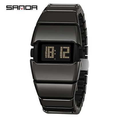 SANDA 9504 Y2K Retro Electronic Watch 5ATM Waterproof Night Light Display Snooze Alarm Clock Stopwatch Men's and Women's Watches