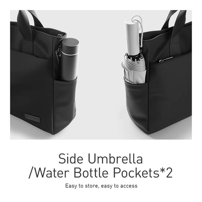 MARK RYDEN "Smooth Brief" Laptop Tote Bag Water Resistant Oxford Dual Side Pocket Business Handbag With Detachable Strap