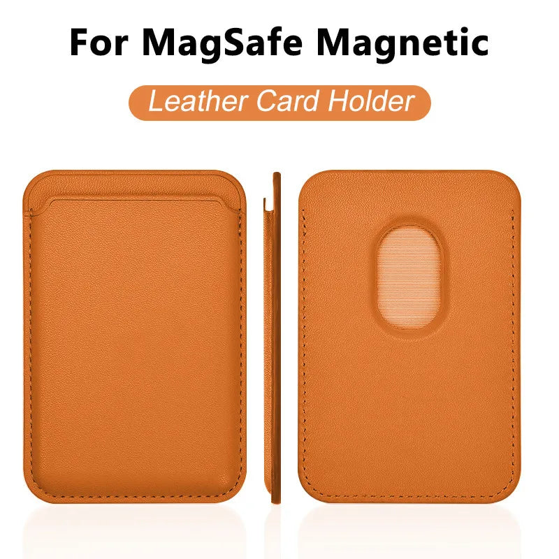 Leather Card Wallet Cover Phone Card Holder for MagSafe Magnetic Case Suitable for All iPhone for MagSafe Card Phone Back Bag