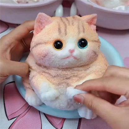 Cute Kawaii Cat Squishy Soft Silicone Stress Relief Squeeze Toy Anxiety Relief Desk Buddy Gift for Kids Adults Desk Decor Gift