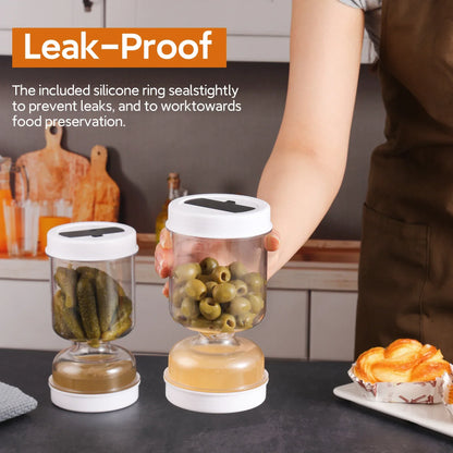 Olive Pickle Strainer Jar Airtight Flip Storage