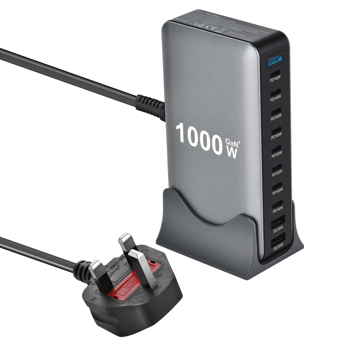 1000W Multi-Port Desktop Charger with 8C2A Fast Charging 200W Total Power for Laptops Tablets And More - New Model - Urbizia