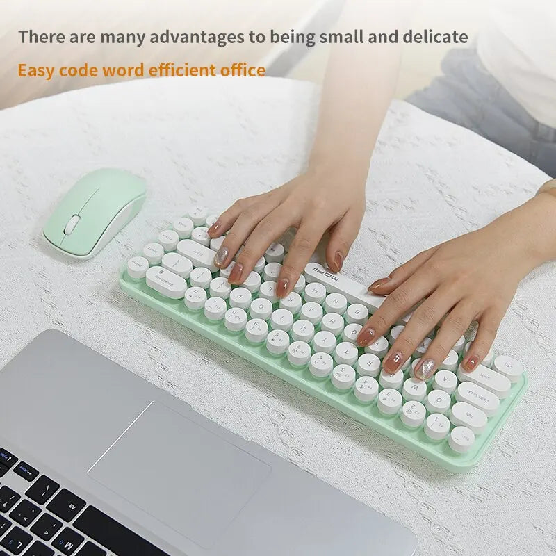 MOFII Wireless Keyboard and Mouse, Cute Colorful 68 Round Keycap Compact Keyboard for Computer, Computer, Desktop, Laptop