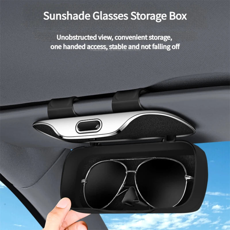 Car Visor Glasses Case Premium ABS Flocking Inner Auto Sunglasses Organizer Storage Case Anti-Scratch Eyeglasses Protection Box