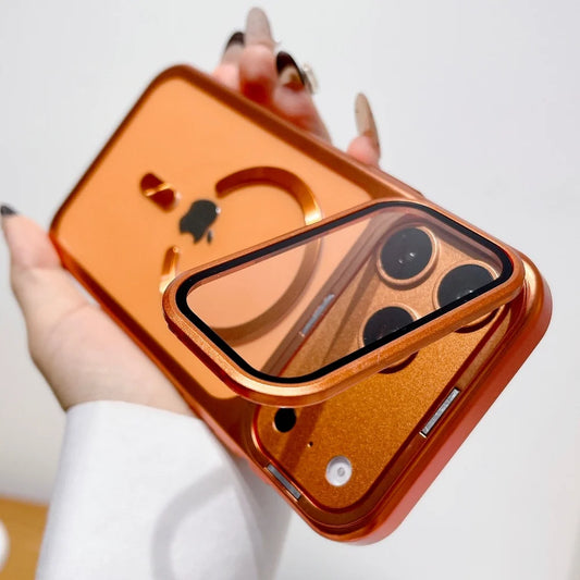 Luxury Lens Protect Stand Holder Bracke Clear Phone Case For iPhone 17 Pro Max 17 Pro Large Window Shockproof Armor Bumper Cover