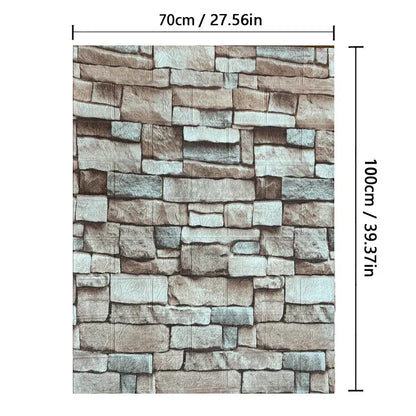 70cmx1m/2m/3m/5m/10m Wallpaper Brick 3D Wall Sticker Foam Self Adhesive DIY Living Room Decor Waterproof Paper - Urbizia