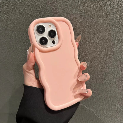 Soft Candy Curly Wave Phone Case For iPhone 11 12 13 14 15 16 17 Air Pro Max 7 8 Plus X XR XS SE Shockproof Bumper Cover Capa