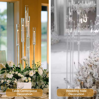 Clear Acrylic Floor Candelabra 5 Arm Tall Candlestick Holder for Wedding Table Centerpiece Ceremony Party Home Decoration 10PCS