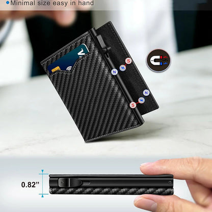 Pop Up Wallet For Men, RFID Blocking Credit Card Holder With Clear ID Window Cash Pocket Slim Business Purse Gift