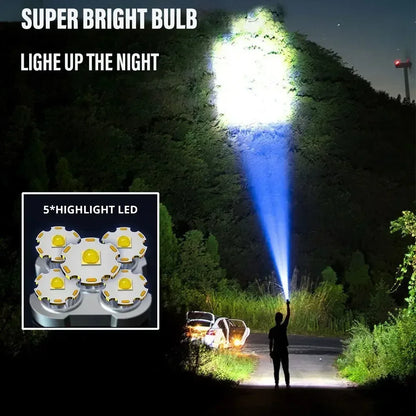 5LED High Power Led Flashlights Rechargeable Camping Spotlight with Side Light 3 Lighting Modes for Camping Adventure Outdoor - Urbizia