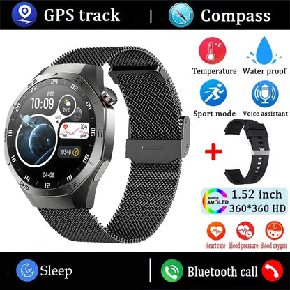 2025New For Android and ios Smart Watch Men AMOLED Screen GPS Motion trajectory Heart Rate Bluetooth Calls SmartWatch Waterproof - Urbizia