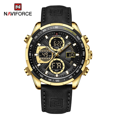 2022 NAVIFORCE Sport Watches for Men Strong Luminous Dual Display Waterproof Quartz Genuine Leather Wristwatch Relogio Masculino
