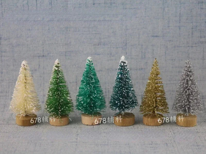 12-Piece DIY Mini Sisal Silk Christmas Trees