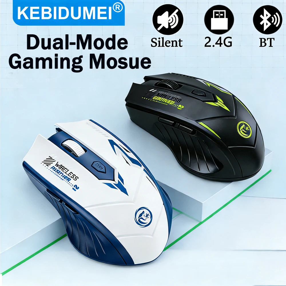 2.4G Wireless Mouse Dual-Mode Bluetooth Mouse 6Buttons Silent Gaming Mice Rechargeable E-Sports Mouse 1600DPI Office Mice For PC
