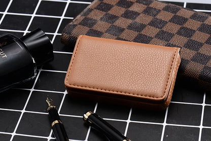 1pc PU Leather Business Card Holder With Magnetic Buckle Slim Pocket Name Card Holder Large Capacity Portable Credit Card Case