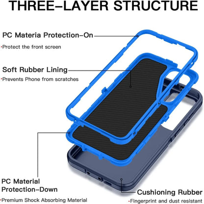 Heavy Duty 3-Layer Armor Protection Phone Case For Samsung Galaxy S26 S25 S24 S23 S22 Ultra Plus Matte Impact Resistant Cover