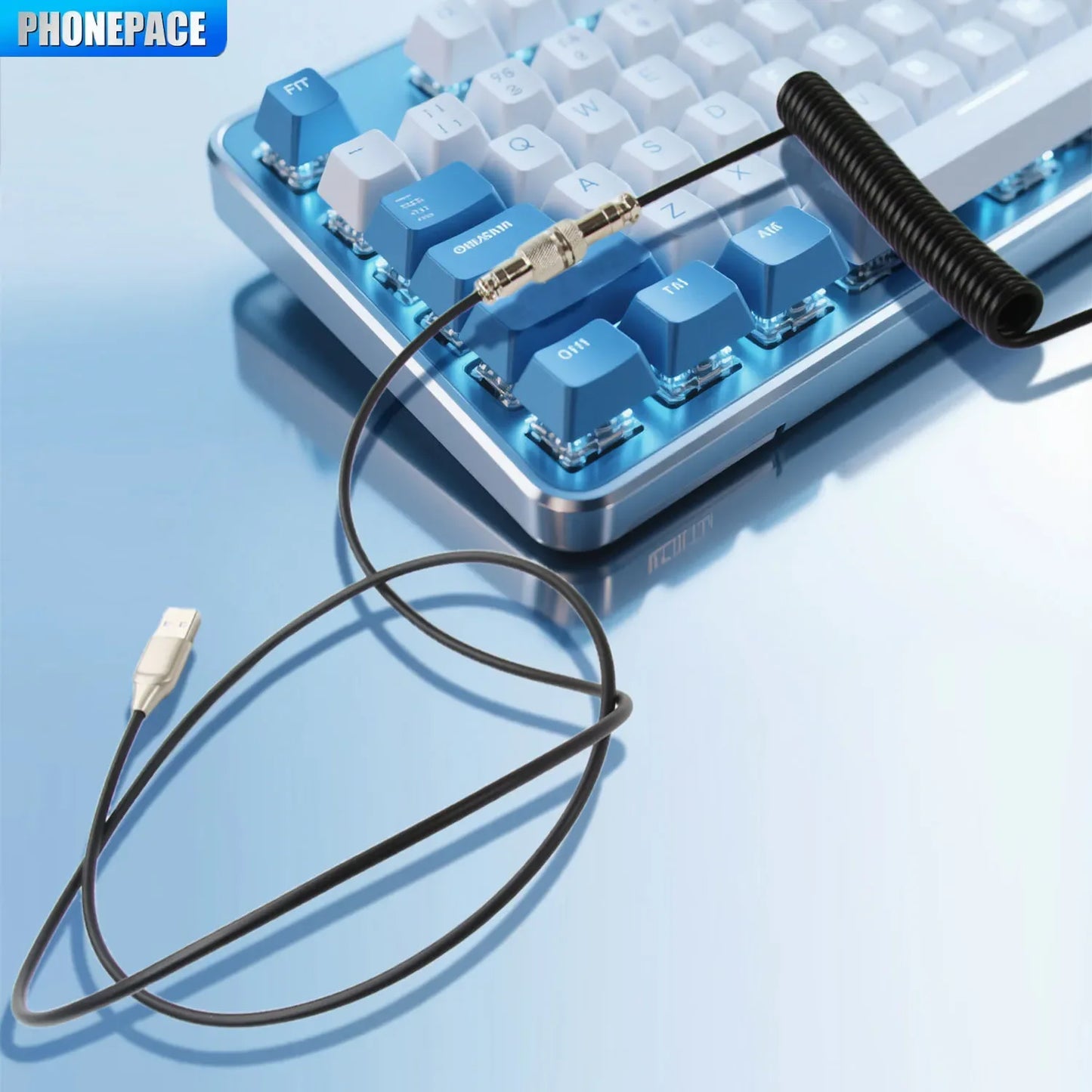 Mechanical Keyboard Coiled USB-C Aviator Cable