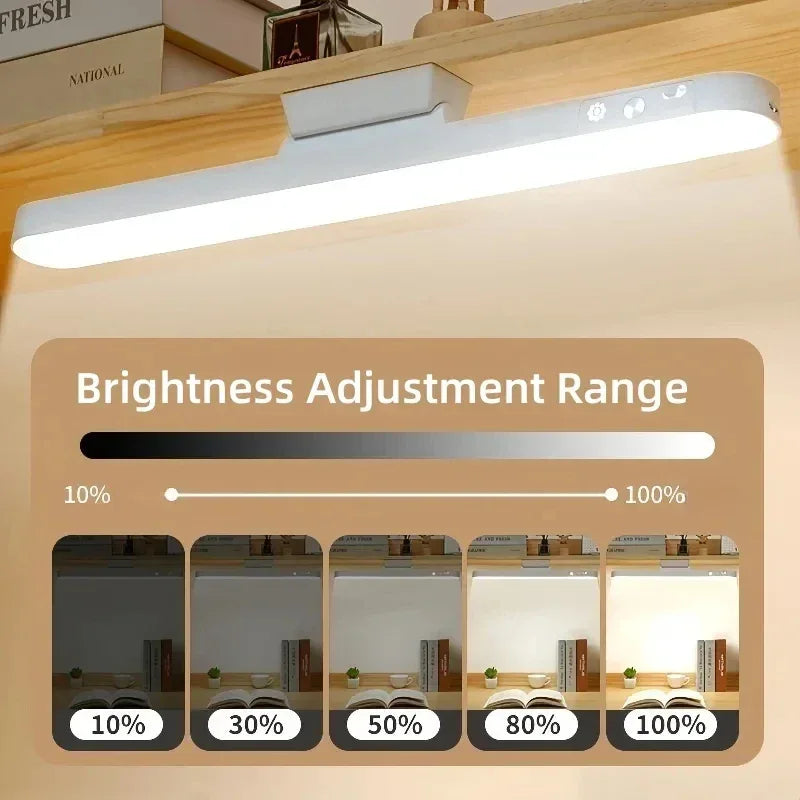 LED Table Lamp Magnetic Hanging USB Rechargeable Desk Lamp 3 Color Reading Light Dimmable Cabinet Closet Wardrobe Night Light - Urbizia
