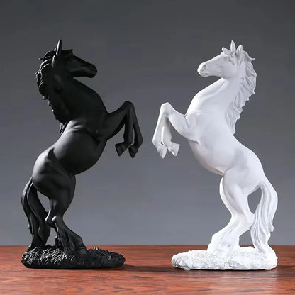 European Style Home Resin Victory Horse Statue, Living Room ，Cabinet,Office Desktop Decoration Animal Figurines - Urbizia