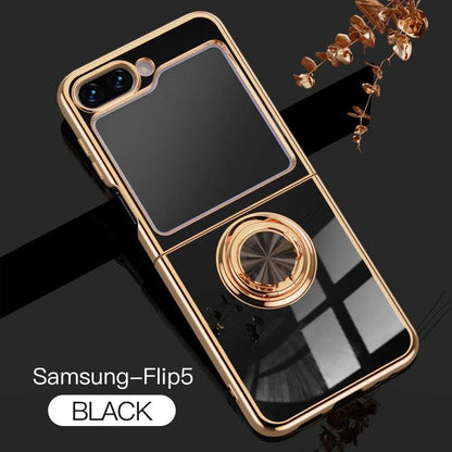 Plating Silicone Case for Samsung Galaxy Z Flip 5 4 3 Z Fold 5 ZFold ZFlip Fold5 Fold4 Flip5 Flip4 Flip3 Cover with Ring Holder